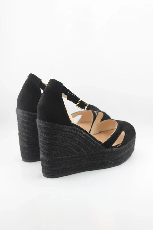 Gaimo Strappy Espadrille Peep-Toe Wedge Sandals